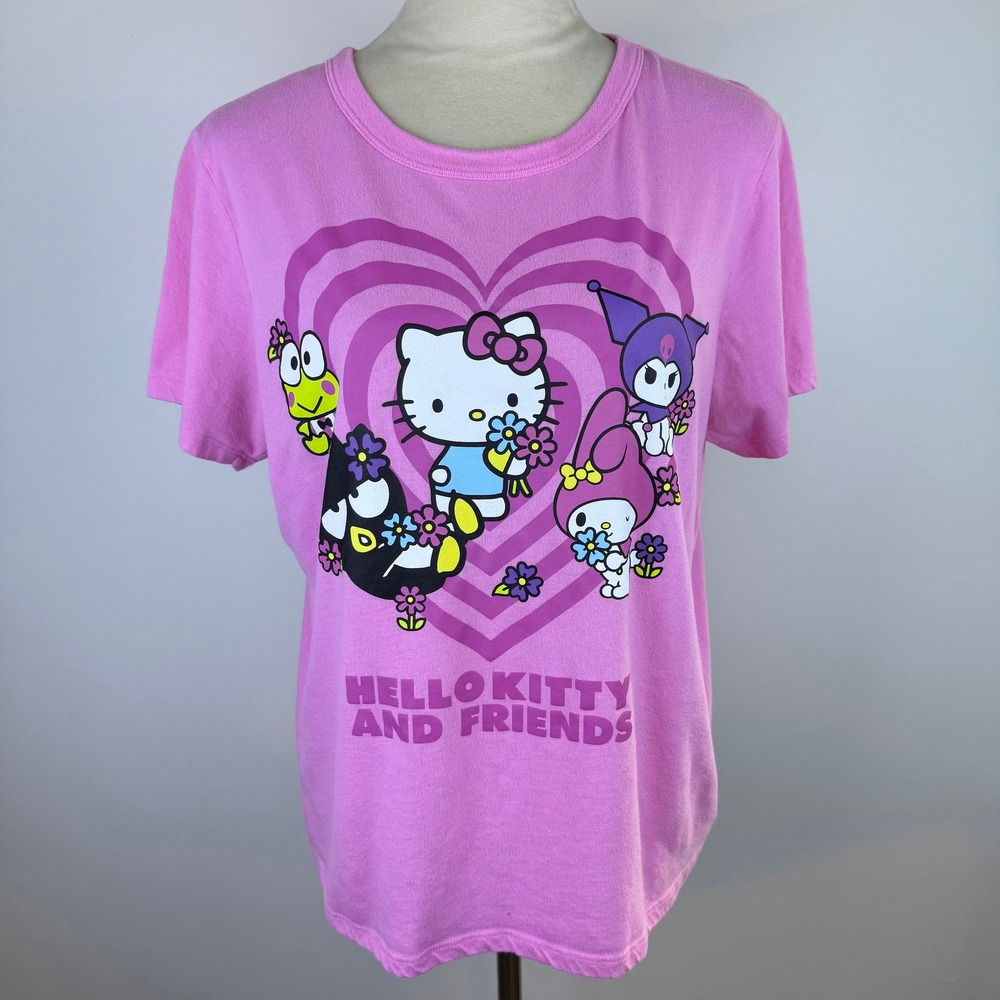 Sanrio Hello Kitty and Friends Pink Graphic T-Shirt Hybrid Apparel Cute Womens L